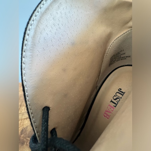 Black Suede Lace-up Heeled Booties. Veryn JustFab. Size 7 - Picture 7 of 14